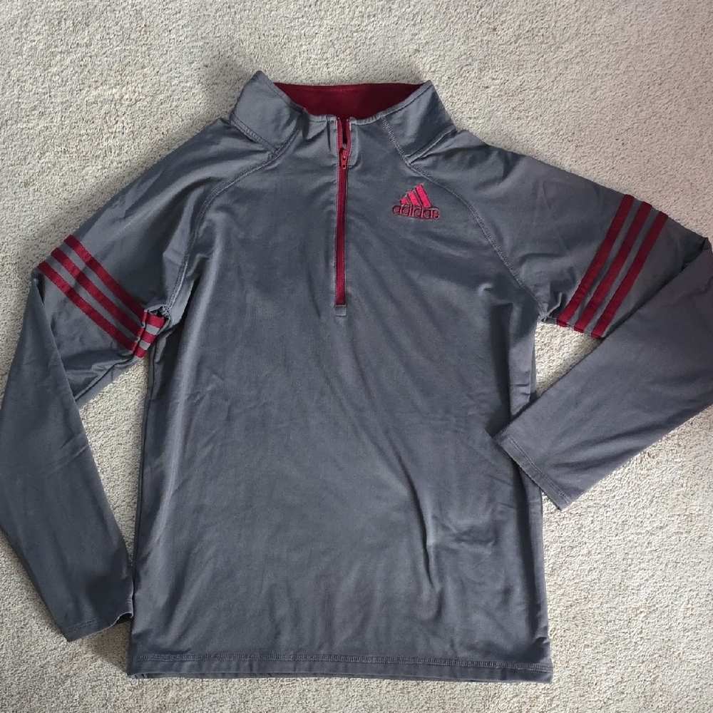 Adidas Gray and Maroon Quarter-Zip Top